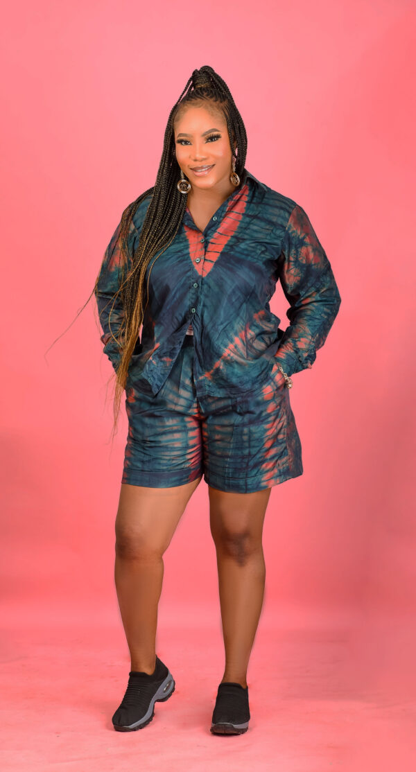 Adire Pattern Shirt and Shorts Set - Image 7